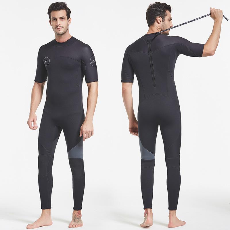 Men One Piece Wetsuit 3mm Neoprene Front/Back Zip Wetsuit Keep Warm UPF 50+ Full Body Long Sleeves Dive Suit for Surf Water Sports Diving Canoeing