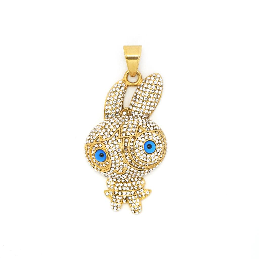 New Fashionable Hip-hop HIPHOP Accessory Full Diamond Rabbit Pendant Trendy Versatile Accessory Necklace