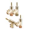 AA58 4Pcs Banana Plugs 45 Degree Angled Banana Connectors Screw Locking Connectors for AV Receiver,Amplifier,Speaker Gold