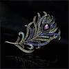 New Peacock Feather Jewelry Vintage Multi-color Rhinestone Brooch Pins Suitable Household Jewelry Ornaments Clips Supplies