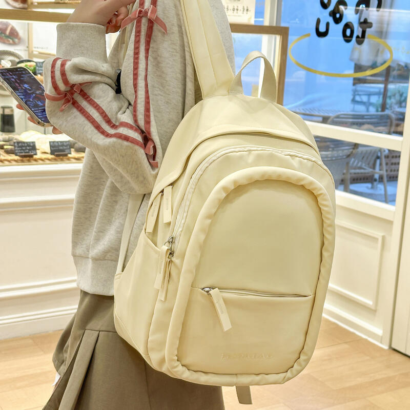 Solid Color Small Backpack Retro Student Schoolbag