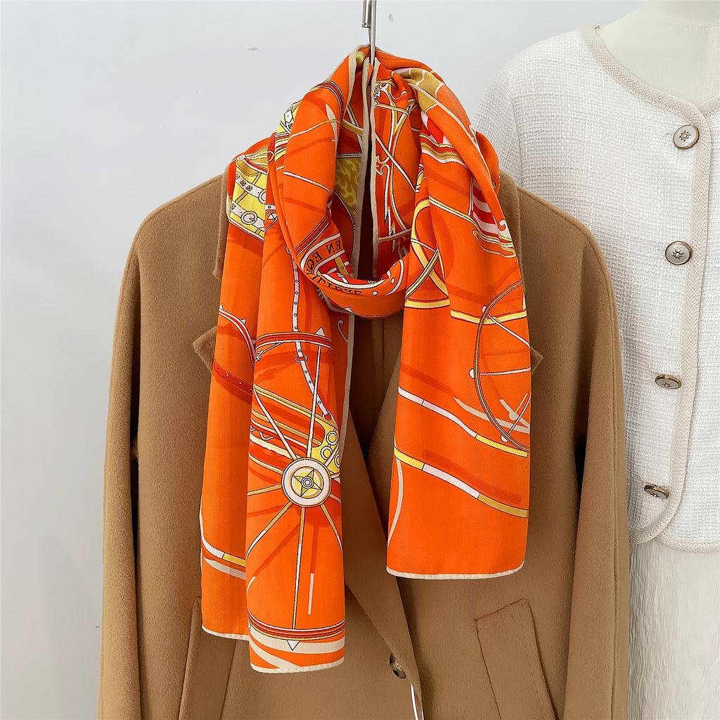 160X33Cm Luxury Winter Silk Cashmere Scarf Women Carriage Manual Hand Rolled Shawls Warm Long Scarves Wraps Pashmina Bandana