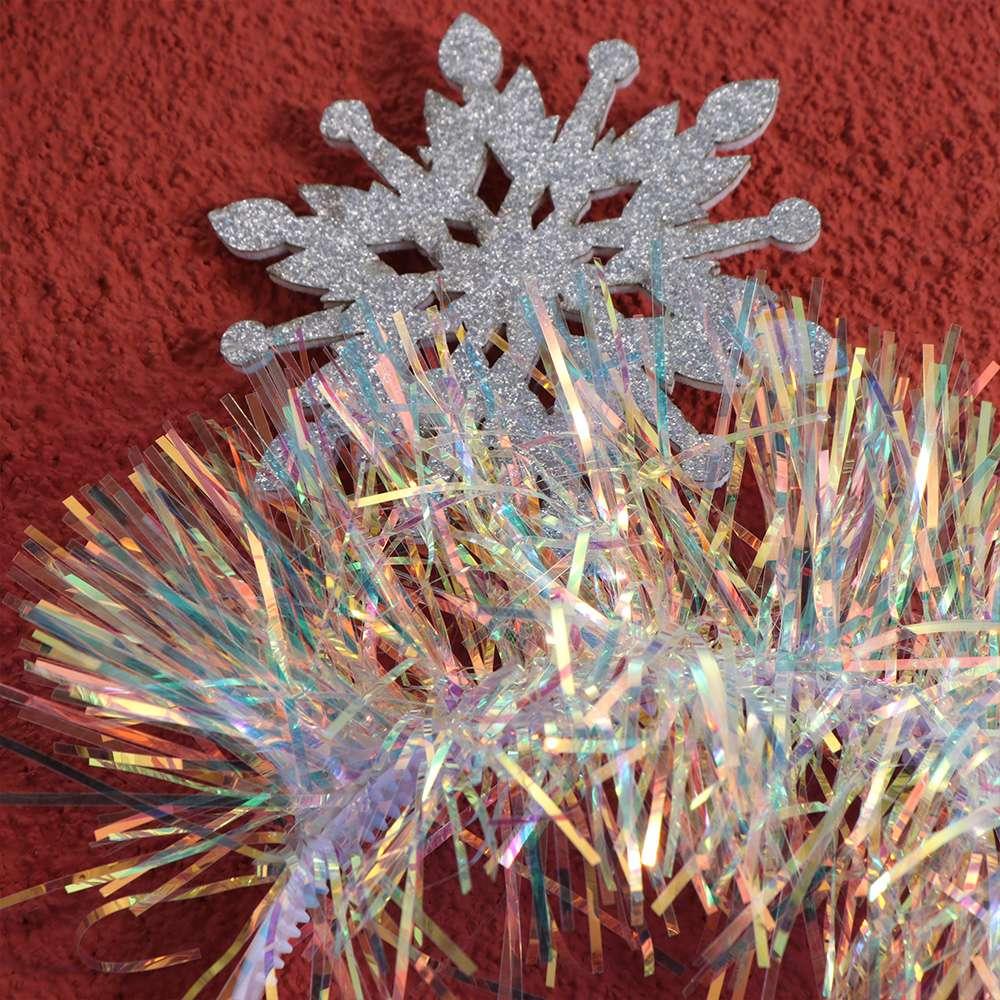 Plastic Snowflake Headdress Color Ribbon Cosplay Headbands  Christmas Festival Gifts