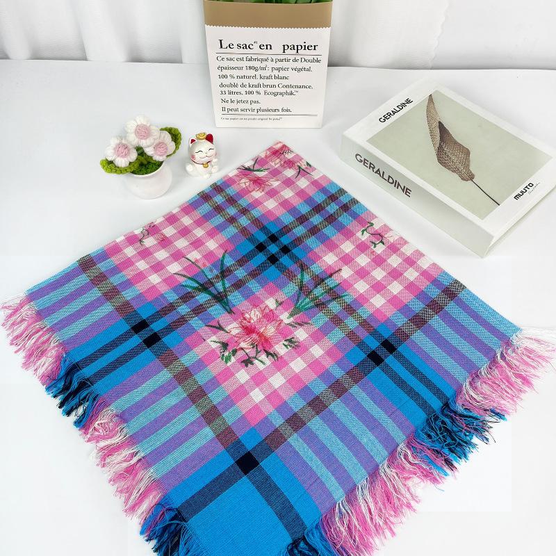 Vintage Floral Cotton Scarf for Middle-Aged and Elderly Women 83x83 cm