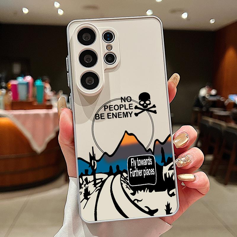 Magnetic For Magsafe Case For Samsung Galaxy S26 Ultra S25 Edge S24 Plus S23 FE S22 A17 A54 A55 A56 A57 5G Snow Mountain Scenery Pattern Cover