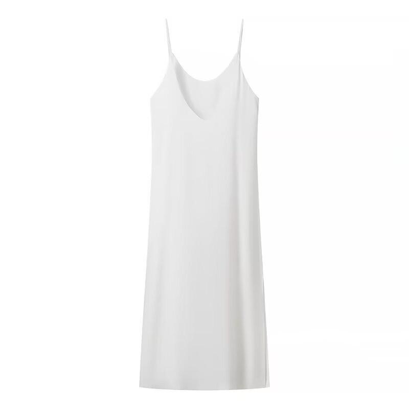 Womens Sleeveless Backless Layered Cami Dress A-Line Long Skirt Pure Color U-Neck Midi To Maxi