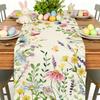 Jarní květinový běhoun s kvetoucími květinami, stolní prádlo, tulipán, pratelný ubrus pro domácí, farmářské, večeře, dekorace