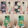 Kryt na telefon pro Vivo Y16 Y31 Y53S Y55 IQOO Z10X V50 Y51 Y70 Krásný květinový vzor avokáda Měkký tekutý silikon Prachotěsný obal pro Vivo Nárazníkové pouzdro