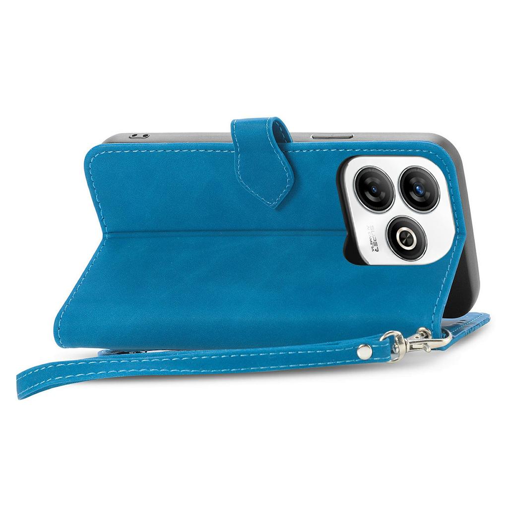 For ZTE Blade A75 4G Zipper Wallet Case with Strap Flower Imprint PU Leather Phone Cover