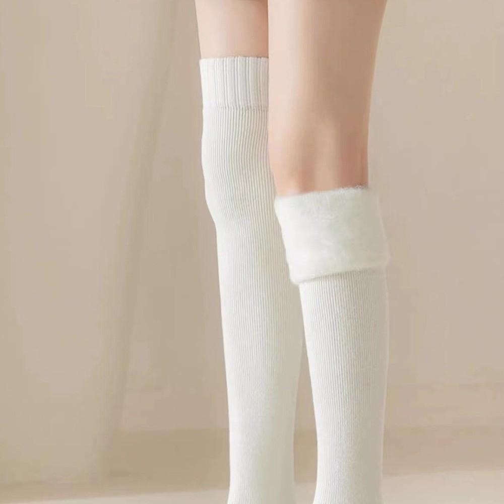 Anti-pilling Winter Warm Thigh-high Socks Seamless Compression Sock New Plush Knee Socks  Winter