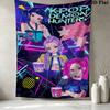Kpop Demon Hunters Wall Tapestry Aesthetic Wall Hanging Printed Fabric Blanket Decorative Tapestries For Bedroom Living Room Home Decor
