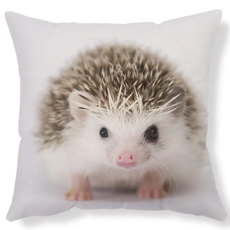 Home Living Room Cushion Covers Lovely Little Hedgehog Design Adornment Sofa Holds Pillowcase 45*45cm