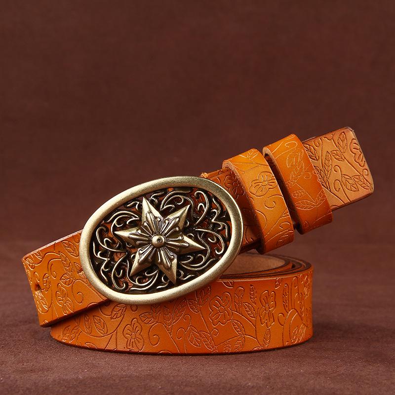 Women's Korean Court Style Antique Cowhide Leather Belt - Retro Decorative Waistband