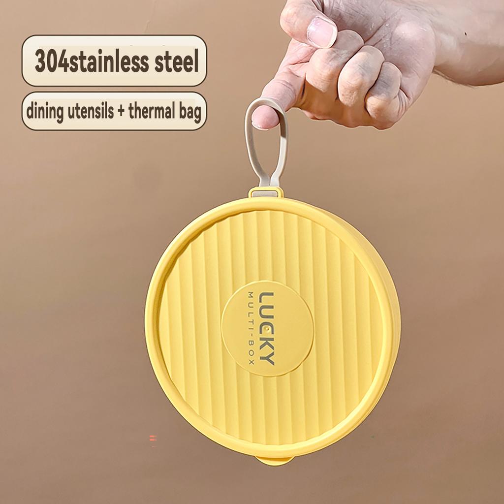 WORTHBUY Plastic/304 Stainless Steel Lunch Box For Student Kids Portable Microwave Round Leak-proof Fruit Salad Lunch Container