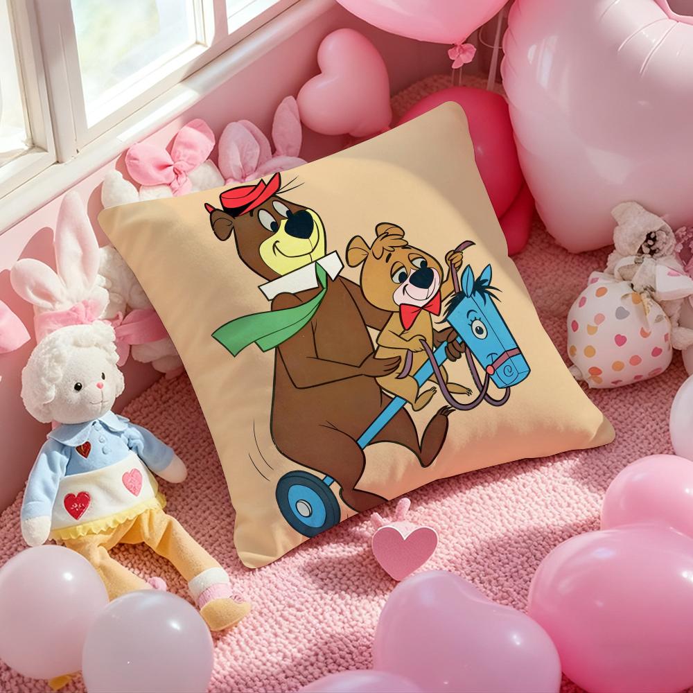Y-Yogi B-Bear Anime Cushion Cover Pattern Printed Pillowcase for Living Room Sofa Cushion Cover & Bedroom Decor