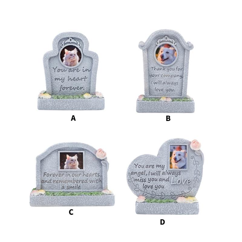 Pet Memorial Headstones Resin Tombstone for Garden Cemetery with Engraved Word Pet Loss Gravestones Garden Pet Monuments
