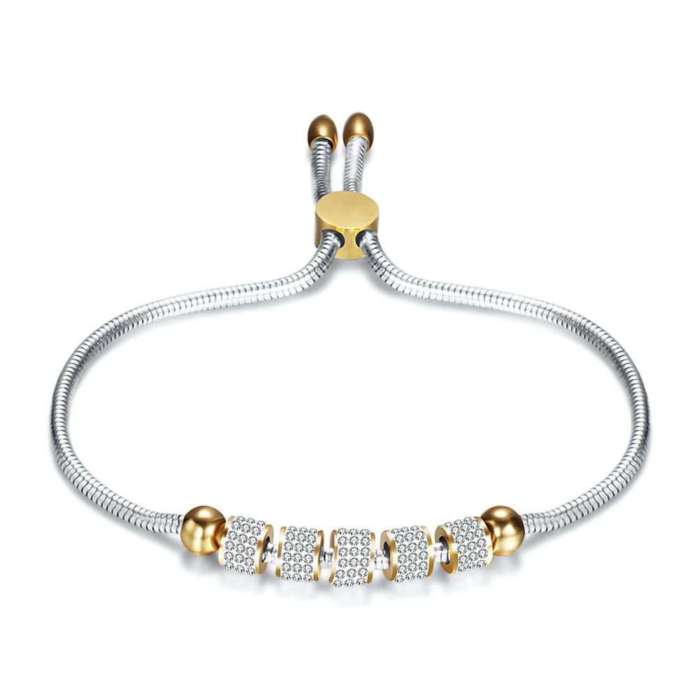 Vollzirkonium 6 mm All-Match verstellbares Schlangenknochen-Kettenarmband aus Titanstahl für Damen