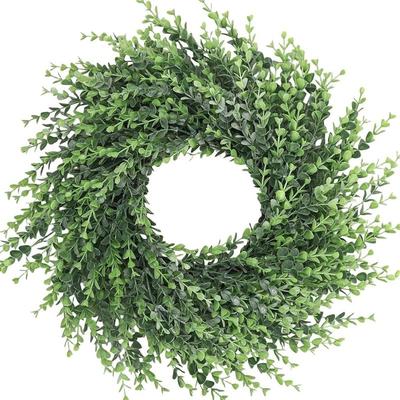 J1UL1N Artificial Christmas Boxwoodwreath For Front Door, Realistic Greenwreath For Spring Summer All Seasons Decor(20 Inch)