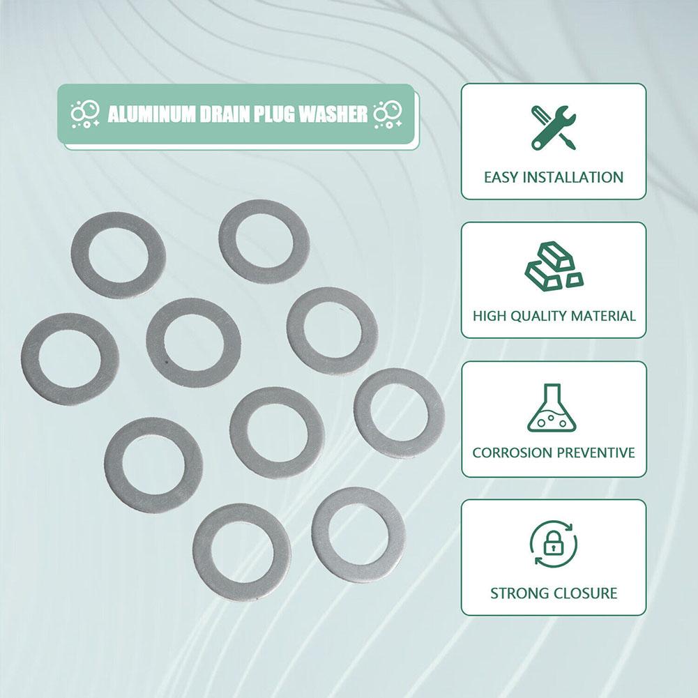 10pcs Engine Oil Drain Plug Washer Gaskets 14mm 94109-12000 Aluminum For Honda For Acura Civic Odyssey For CRV Auto Parts Engine Gaskets 6