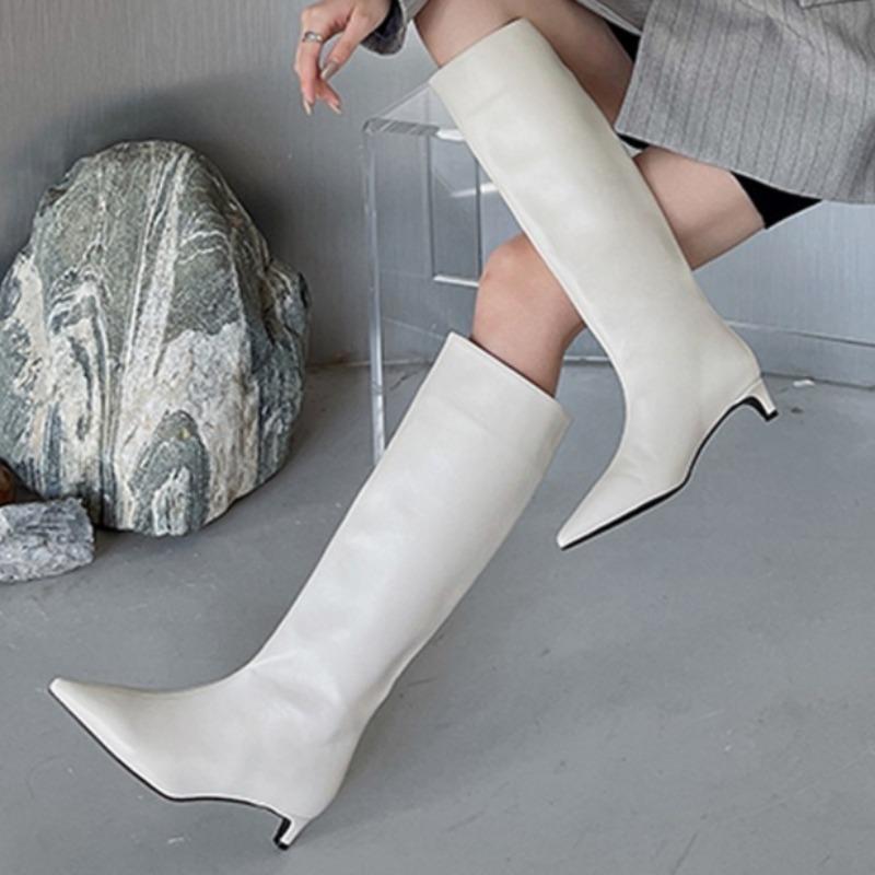 Women's Knee-high Boots Temperament Pointed Leather Boots Quality Soft Leather Slim Long Boots Fashion Designer High Heeled Boot
