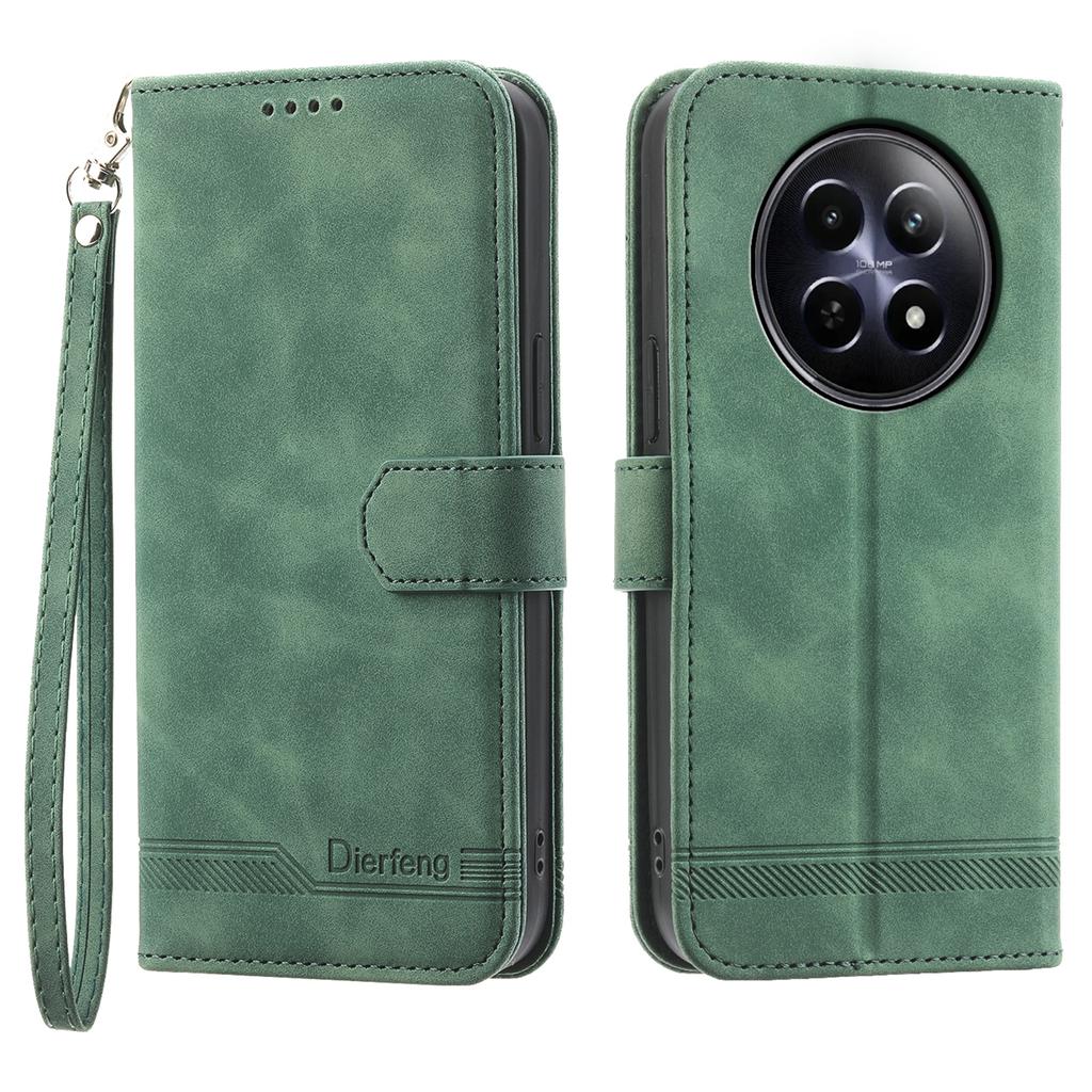 DIERFENG DF-03 Pokrowiec Portfel na Telefon dla Realme 12 5G/12x 5G Etui z Kieszeniami na Karty Wytłaczane Liniami