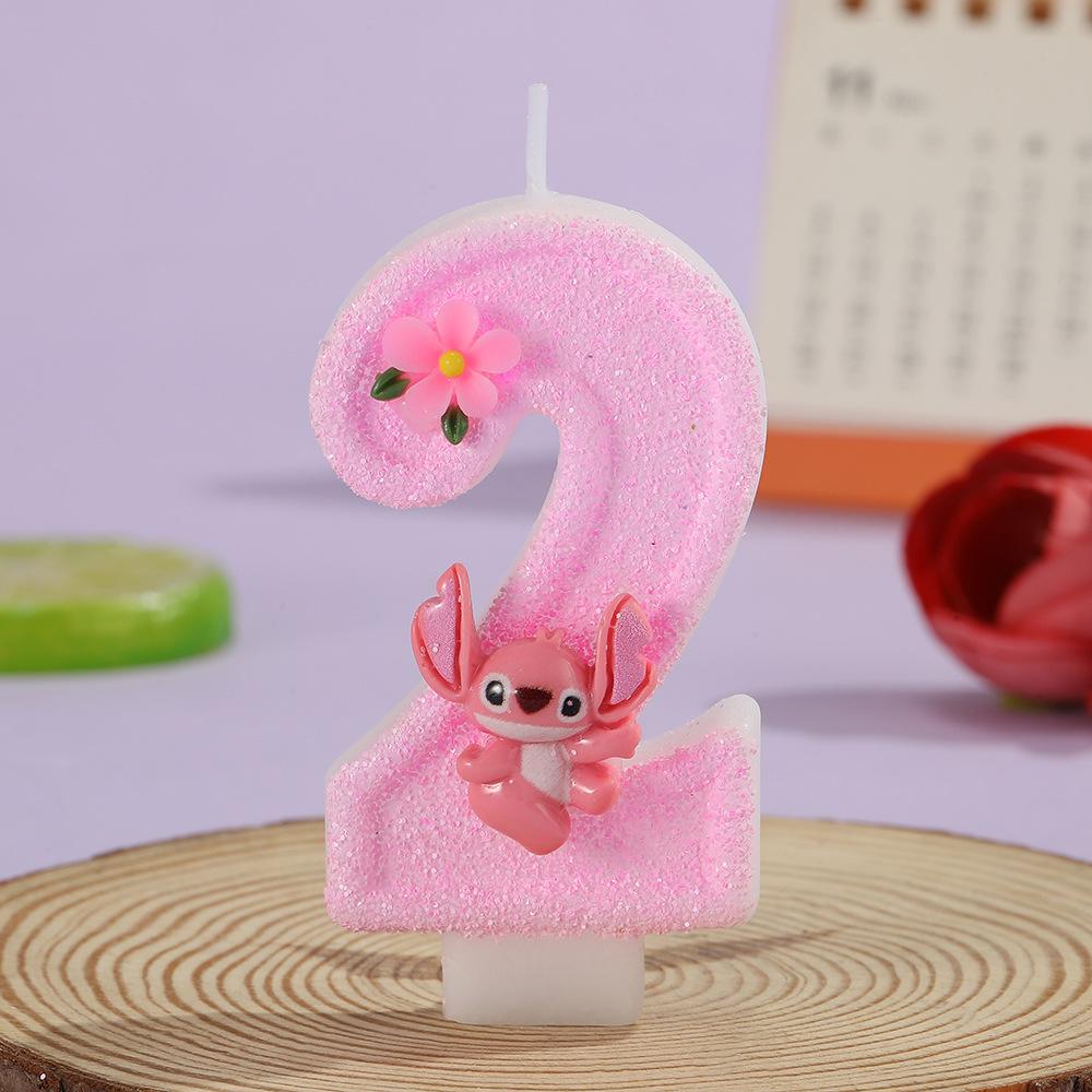 Cartoon Flower Number Candles - Pink Birthday Cake Decorations