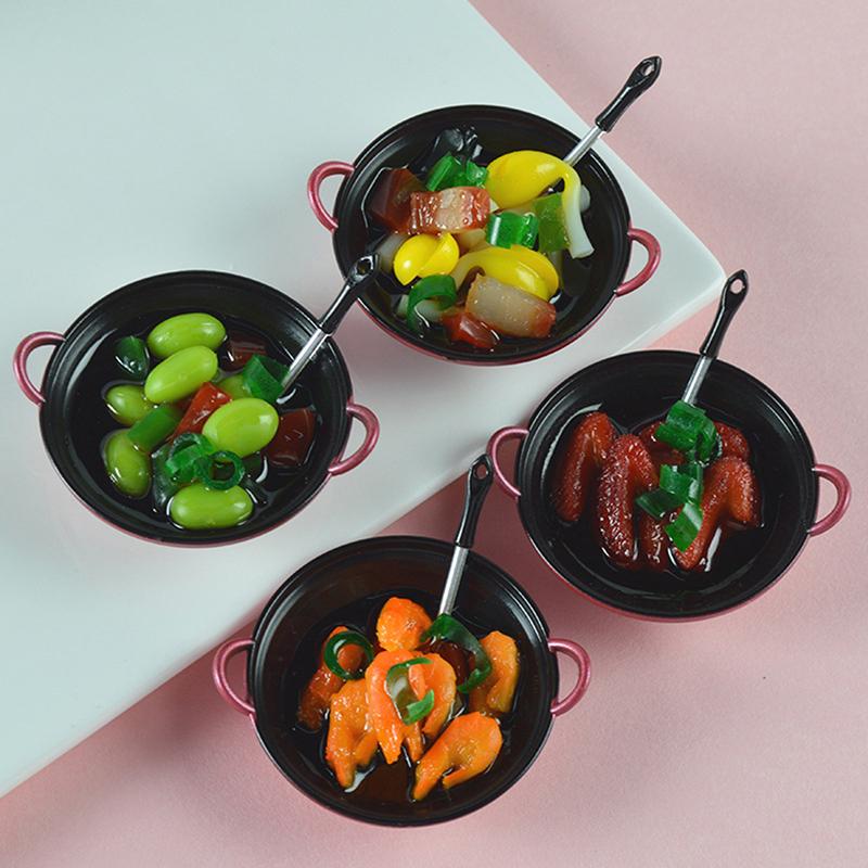 Dollhouse Miniature Diy Accessories Cooking Pot With Food Kitchen Utensils Model