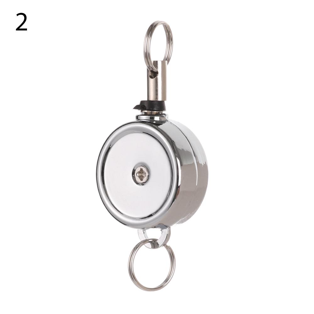 Key Ring ID Lanyard Keychain Belt Metal Badge Holder Retractable ID Card Badge Reel Chrome Work Card Keychain