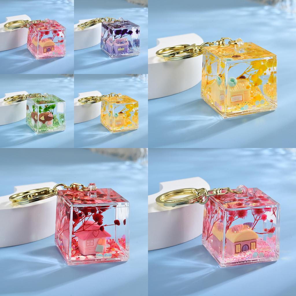 Acrylic Sand Flow Keychain For Couples And Teens With Gold Clasp Perfect For Gifts And Party Decor