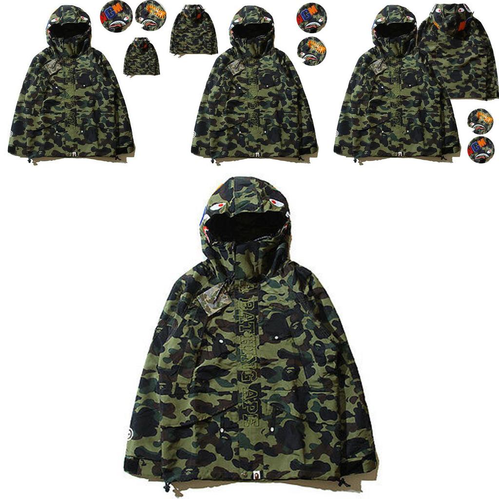 Heren A Bathing Ape Haaienkop Camouflage Hoodie Jas Met Zacht Ademend Materiaal