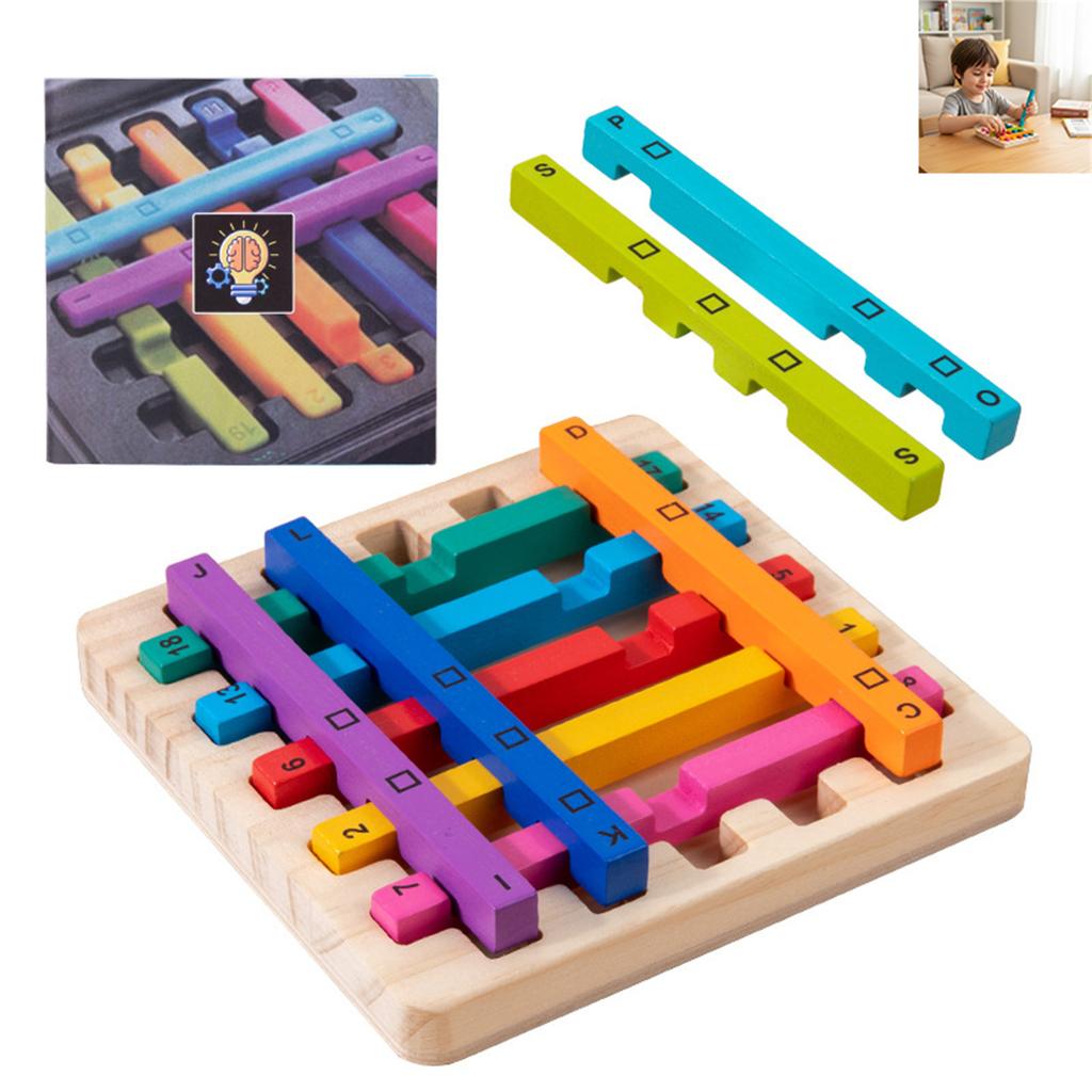 Wooden-Rainbow Stick Puzzle Toy For Kids Logic Thinking Training Board Game