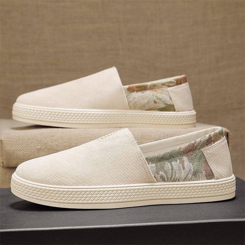 Fashion Men's Shoes Spring Canvas Breathable Loafers Lightweight Men's Flat Bottom Work Comfortable Casual Cloth Shoes Sneakers Men