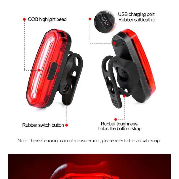 MTB Road Bike Rear Light USB Rechargeable LED Bike Tail Light Easy to Install Bicycle Warning Taillights for Night Riding Safety