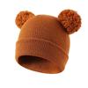 Shein Autumn Winter Warm Knitted Baby Hat with Double Pom-poms, Korean Style