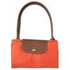 Nová plátěná nákupní taška LONGCHAMP Le Pliage z polyamidu s koženým lemováním, střední velikost, dámská, oranžová 2605089P85