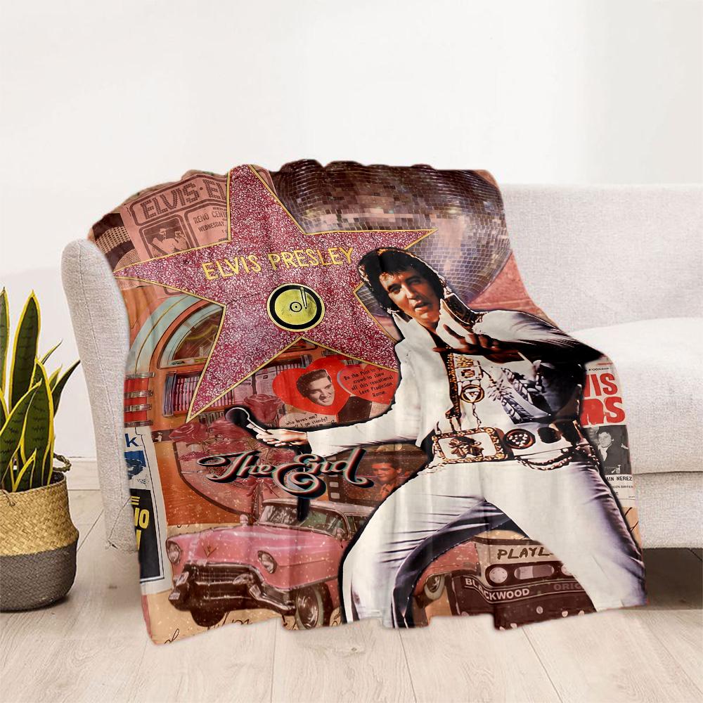 Elvis Presley's Musical Journey Blanket Durable Comfort Great for Livingroom Picnics Chair for All Occasions Playful Design