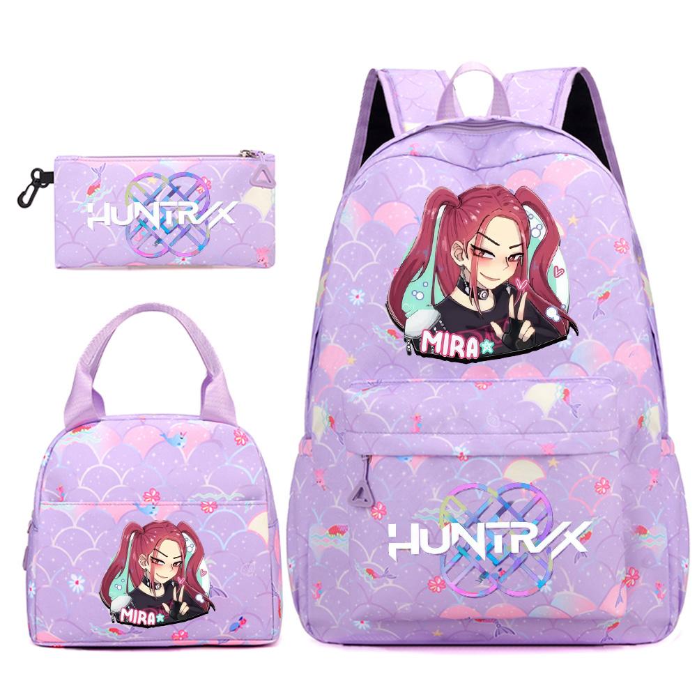 3Pcs/set Cute Kpop Printed Backpack Handbag Pencil Case for Teenger Student Girl Boy Schoolbag Kid Bookbag Large Capacity Travel Bag Gift Mochila