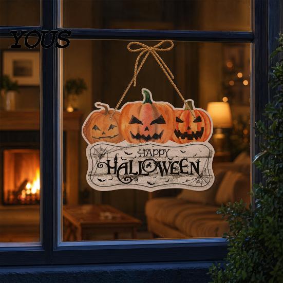 Festive Halloween Hanging Ornament Pumpkin Door Decor, Spooky Wall for Party Eye-catching Decoration Scene, Front Entryway Decoration, Trick or