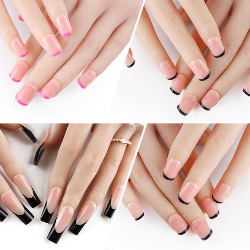 600x/Box French Tip False Nails Press On Nail Almond False Nails Full Cover Stick On Nail  Ballerinas Artificial Nails