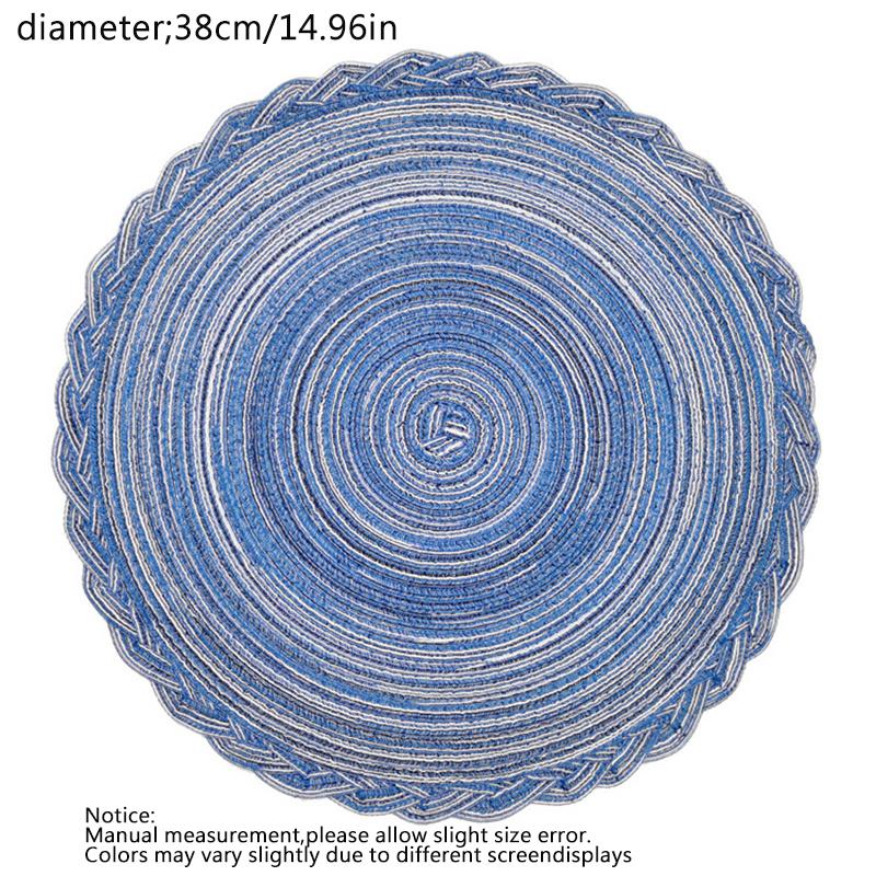 15" Simplicity Wind Cotton Meal Mats Circular Plate Mat Home Lace Ramie Weaving Insulated Dining Table Mat Kitchen Decoration