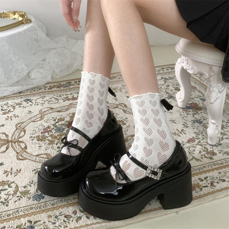 

Модні туфлі Kawaii Lolita Жіночі туфлі Sweet Butterfly Knot Mary Jane Жіночі модні універсальні туфлі в стилі коледжу на товстій підошві 8 чорний