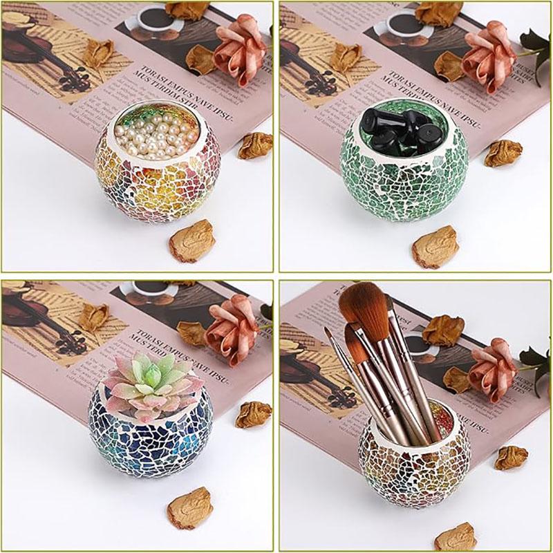 2/3 Pieces Mosaic Glass Votive Candle Holder, Valentine's Day, Thanksgiving, Christmas Table Centerpiece, Party Decoration