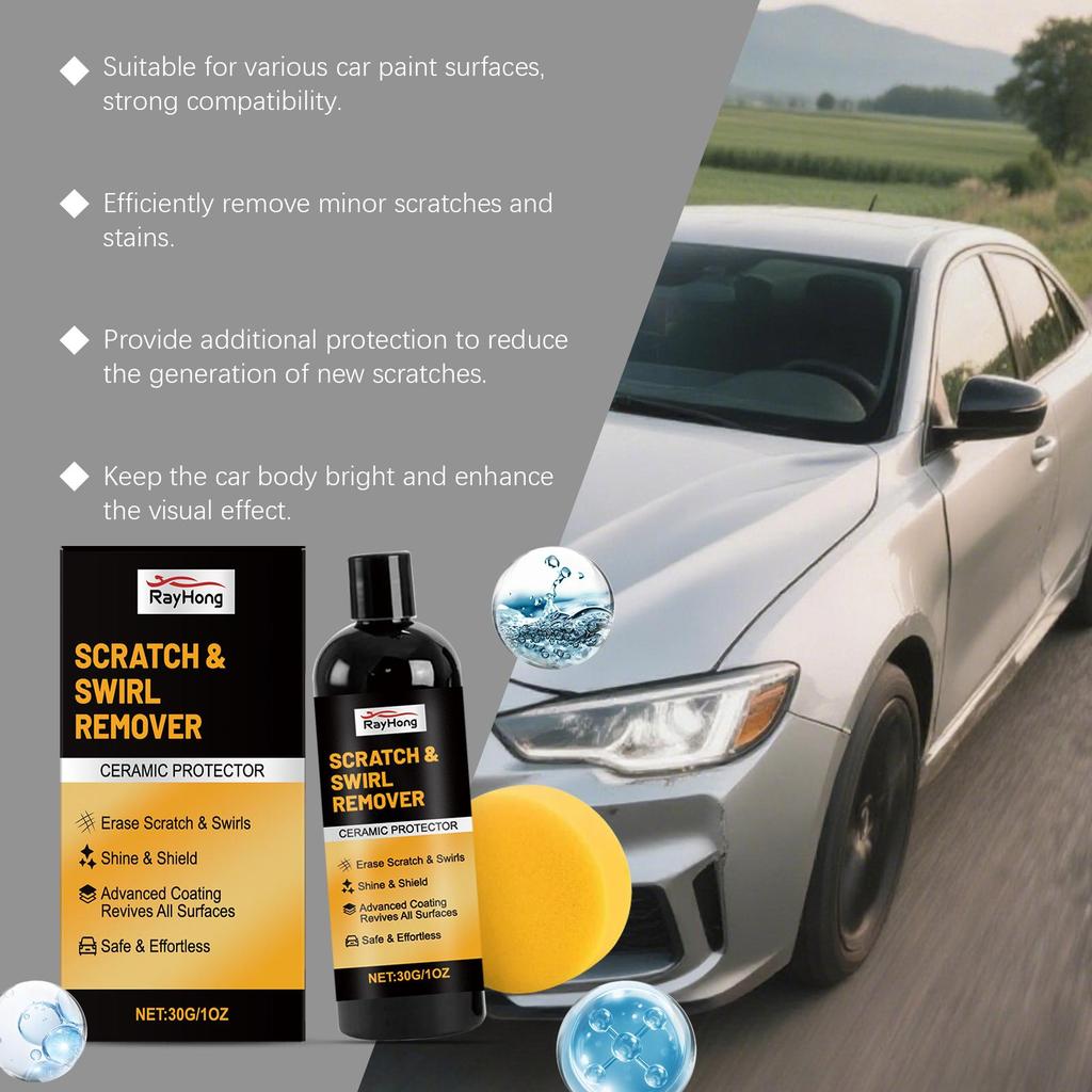 Rayhong Car Scratch Repair Kit Paint Scratch Cleaner, Polish, Renewal, Brightening, Maintenance, and Coating 30g