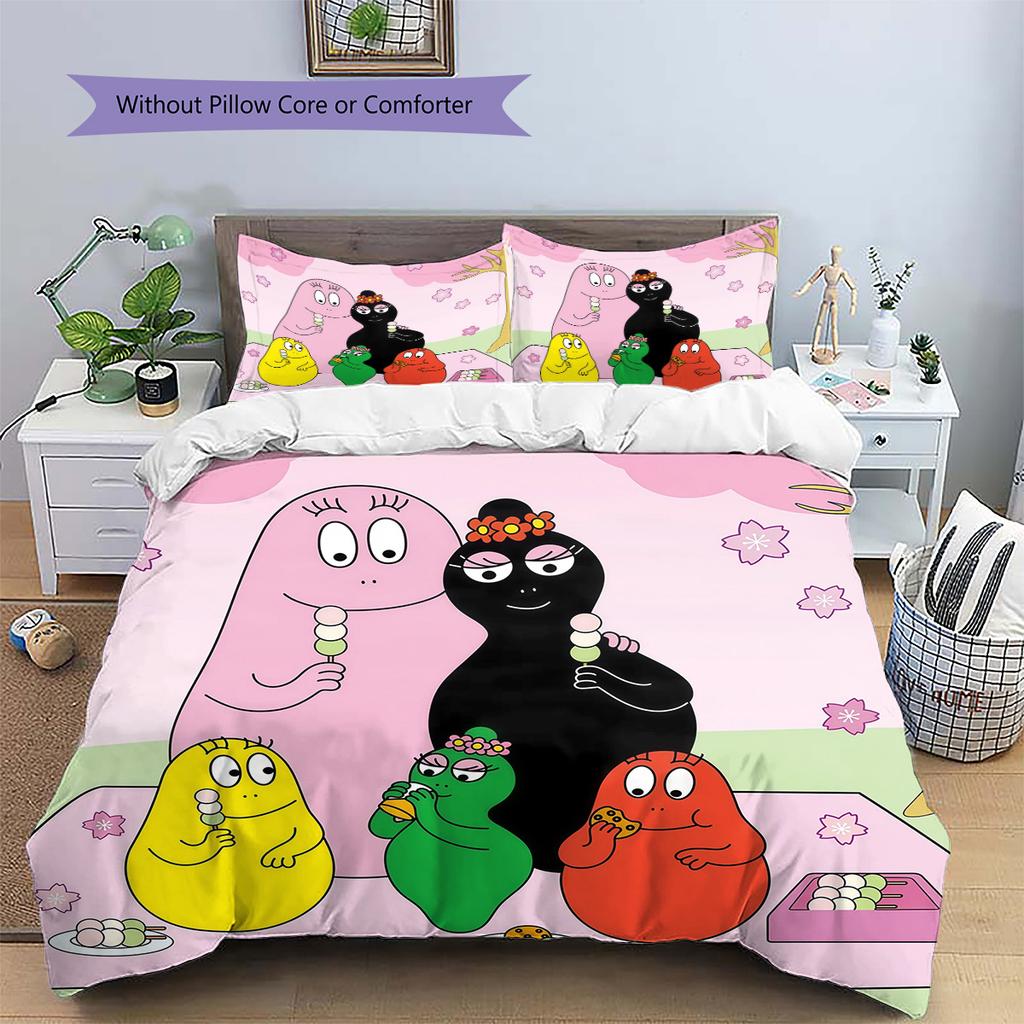 Barbapapa3 Pattern Bedding Quilt Set Home Decoration Gift (1 * Duvet Cover + 2 * Pillowcase Without Core)