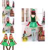 Premium Quality Women's Fashion Sexy Green Christmas Cosplay Elf Costume Dress Set