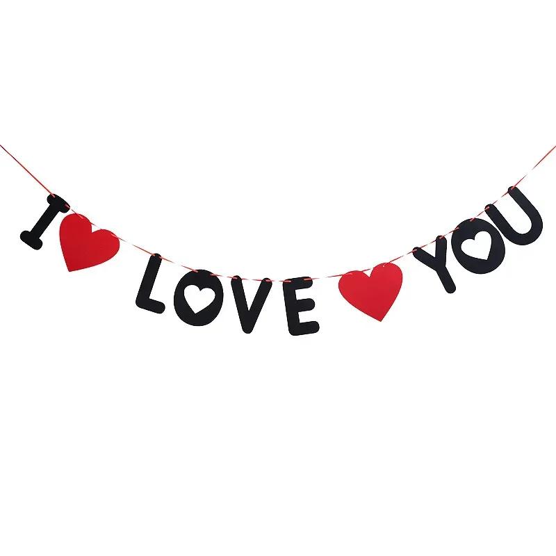 Valentinstag Hängende Banner Girlande Wimpelkette Rotes Herz Papierbanner Türhänger Schmuck Hochzeit Geburtstag Party Dekoration