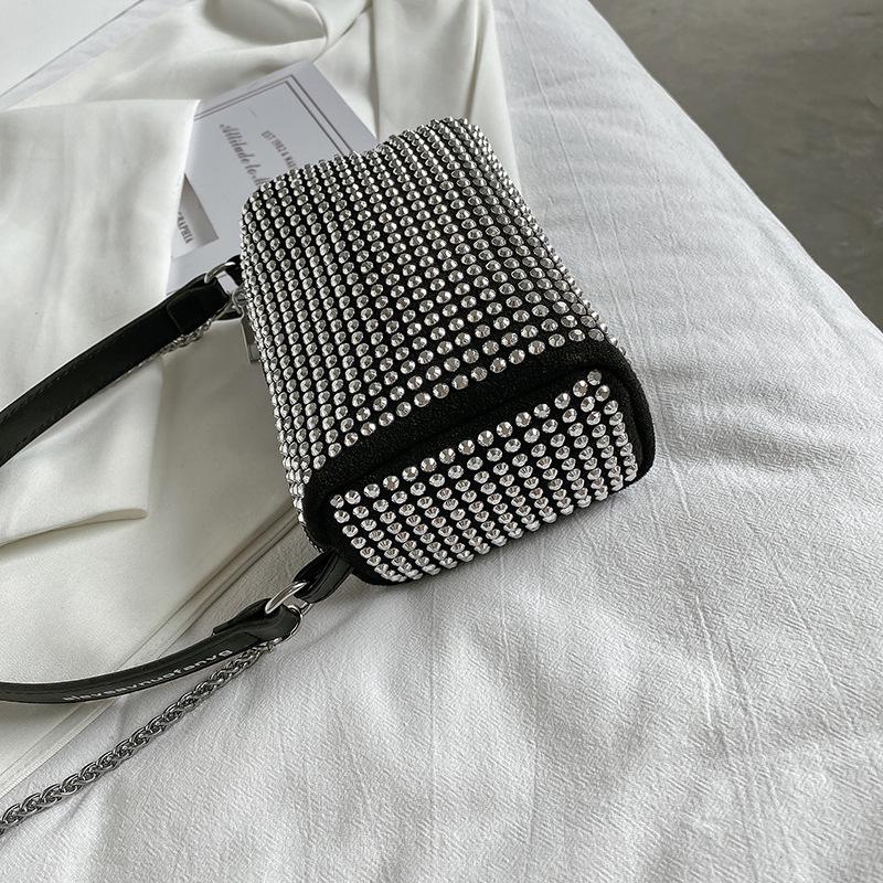 Trendige Damen Schulter- und Umhängetasche mit Strassverzierungen - Nachtclub-Stil