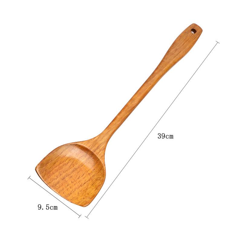 Natural Solid Wood Non-stick Spatula with Anti-slip Handle - Heat Resistant, Paint-Free, Wax-Free Kitchen Cookware