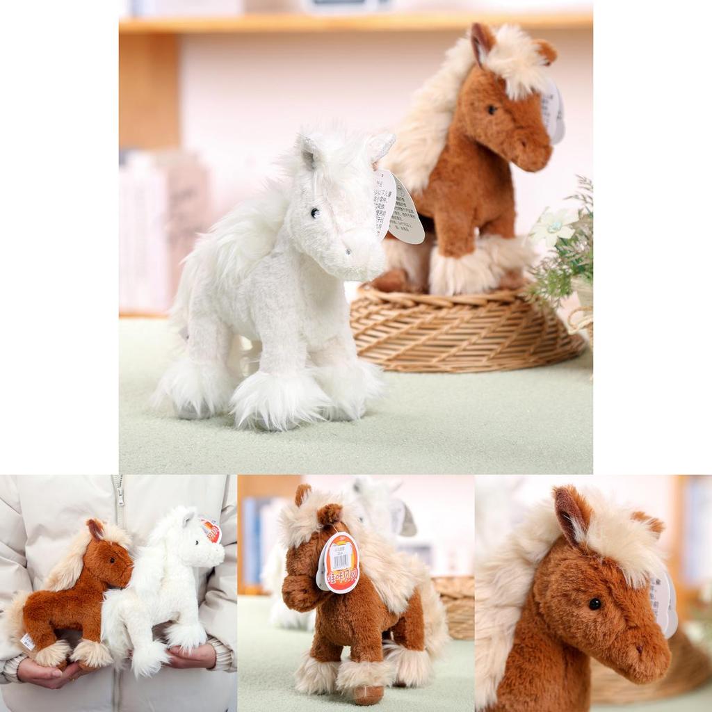 Cute White And Brown Horse Plush Toy For Bedroom Decor