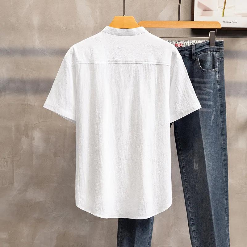Plus Size 11XL 12XL Casual Men's Cotton and Linen Loose Short-sleeved Chinese Style Retro Linen Breathable T-shirt Men
